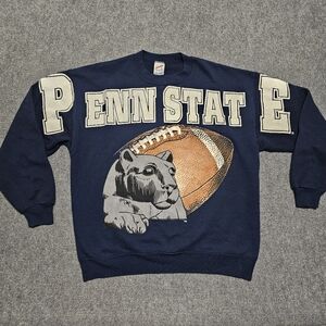 VTG 80s Penn State Nittany Lions NCAA Football Sweatshirt L Spell Out USA RARE